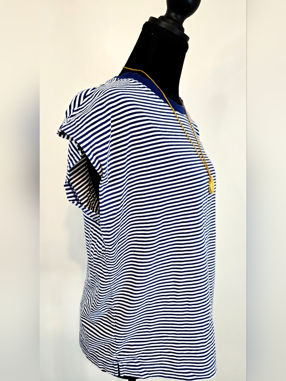 LOFT striped top blue white preppy nautical casual chic everyday - Picture 4 of 8